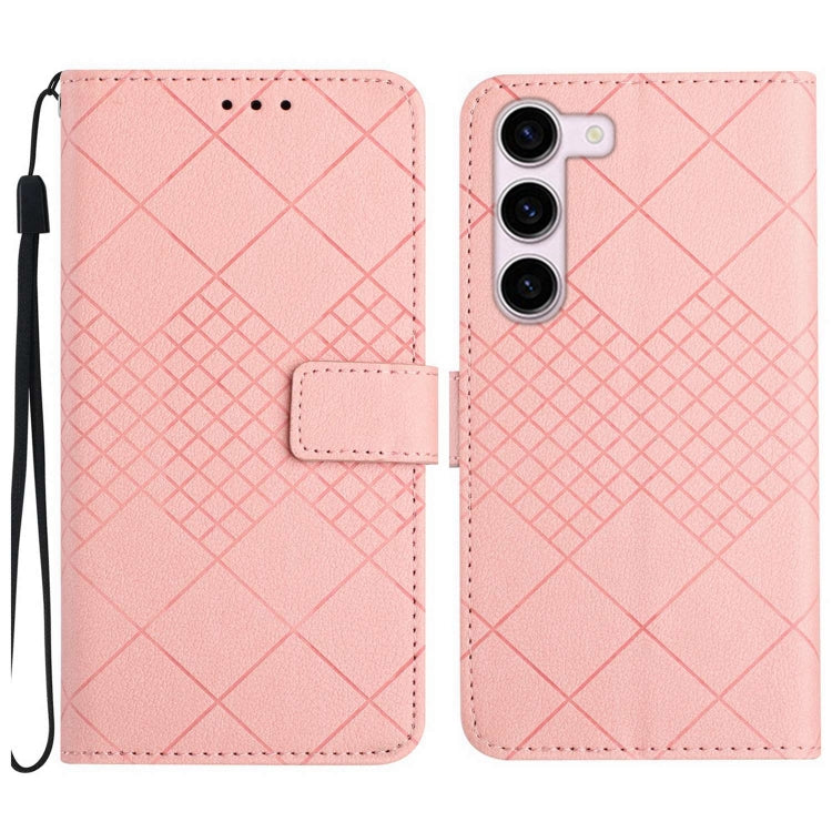For Samsung Galaxy S23+ 5G Rhombic Grid Texture Leather Phone Case(Pink) - HoMEdemic™ 