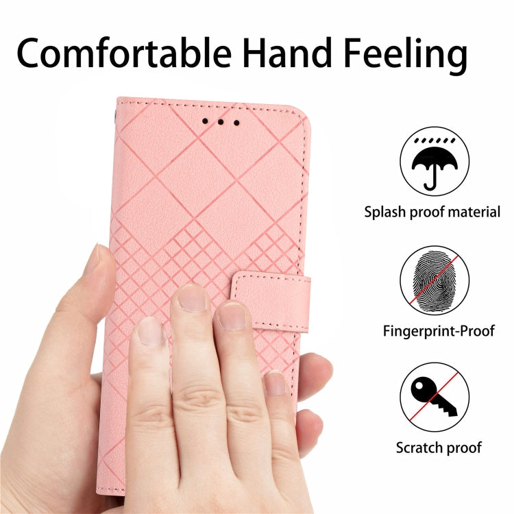 For Samsung Galaxy S23+ 5G Rhombic Grid Texture Leather Phone Case(Pink) - HoMEdemic™ 