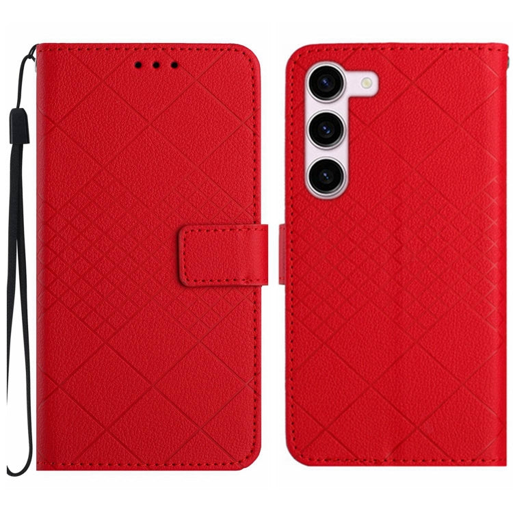 For Samsung Galaxy S23+ 5G Rhombic Grid Texture Leather Phone Case(Red) - HoMEdemic™ 