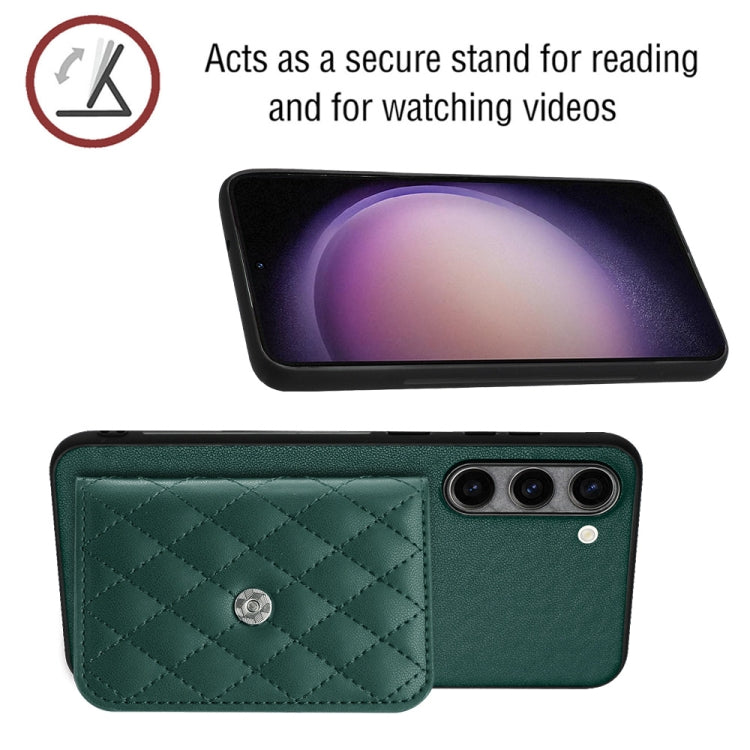 For Samsung Galaxy S23+ 5G Rhombic Texture Card Bag RFID Phone Case with Long Lanyard(Green) - HoMEdemic™ 