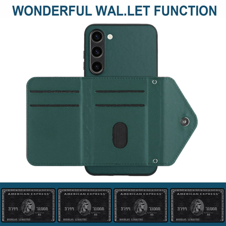 For Samsung Galaxy S23+ 5G Rhombic Texture Card Bag RFID Phone Case with Long Lanyard(Green) - HoMEdemic™ 