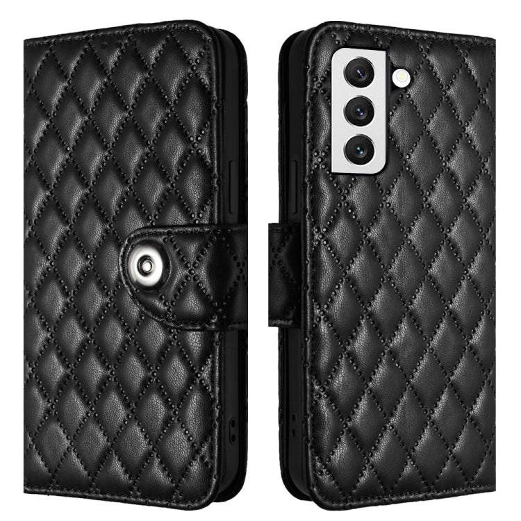 For Samsung Galaxy S23+ 5G Rhombic Texture Flip Leather Phone Case with Lanyard(Black) - HoMEdemic™ 