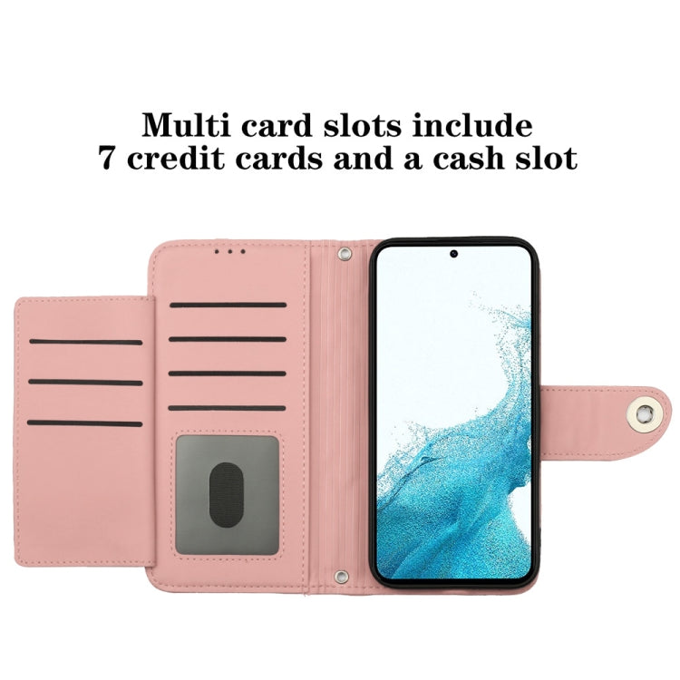 For Samsung Galaxy S23+ 5G Rhombic Texture Flip Leather Phone Case with Lanyard(Coral Pink) - HoMEdemic™ 