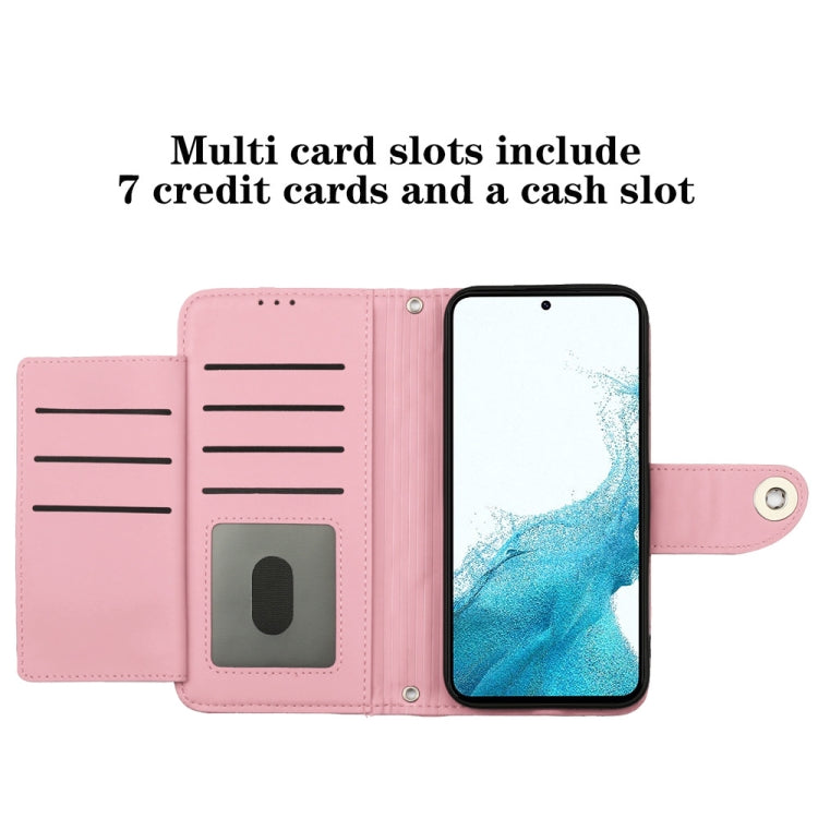 For Samsung Galaxy S23+ 5G Rhombic Texture Flip Leather Phone Case with Lanyard(Pink) - HoMEdemic™ 