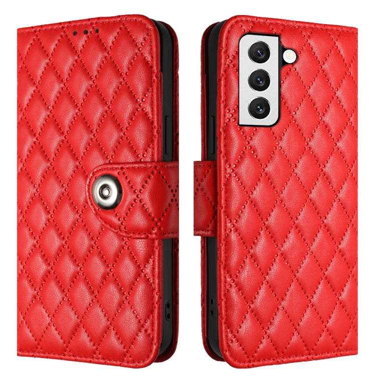For Samsung Galaxy S23+ 5G Rhombic Texture Flip Leather Phone Case with Lanyard(Red) - HoMEdemic™ 
