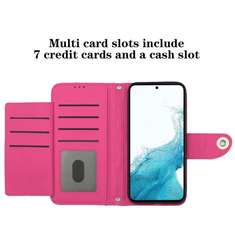 For Samsung Galaxy S23+ 5G Rhombic Texture Flip Leather Phone Case with Lanyard(Rose Red) - HoMEdemic™ 