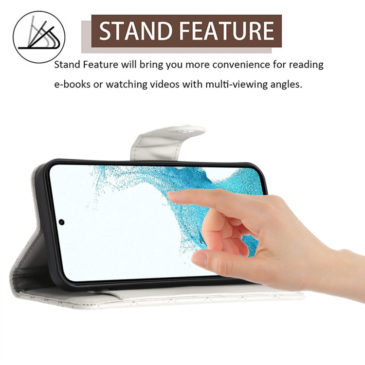For Samsung Galaxy S23+ 5G Rhombic Texture Flip Leather Phone Case with Lanyard(White) - HoMEdemic™ 