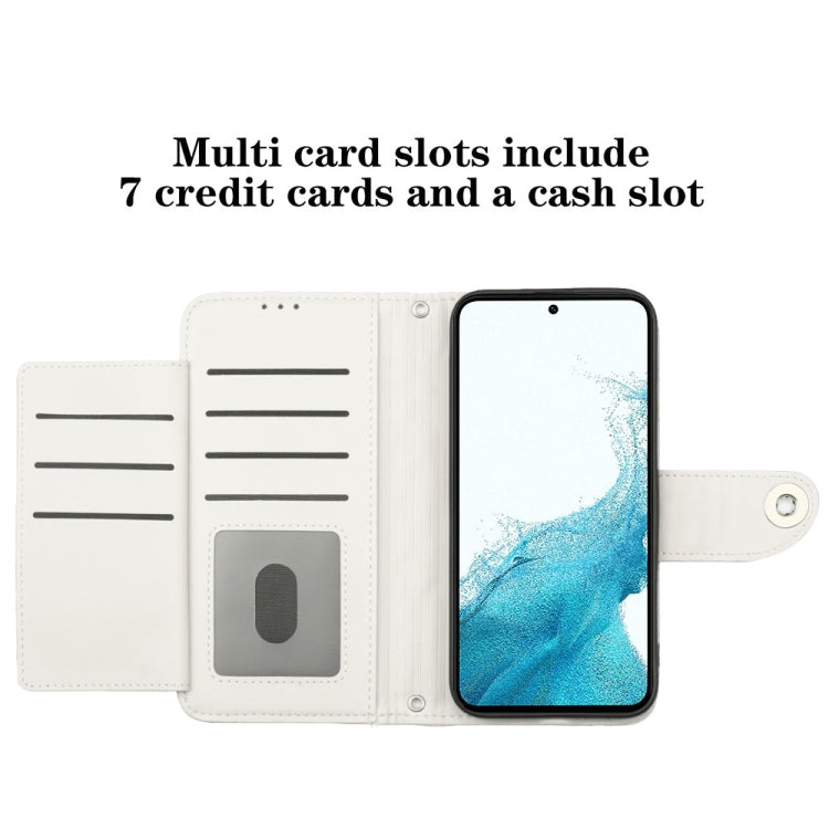 For Samsung Galaxy S23+ 5G Rhombic Texture Flip Leather Phone Case with Lanyard(White) - HoMEdemic™ 