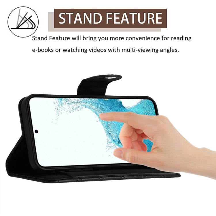 For Samsung Galaxy S23+ 5G Rhombic Texture Flip Leather Phone Case with Long Lanyard(Black) - HoMEdemic™ 