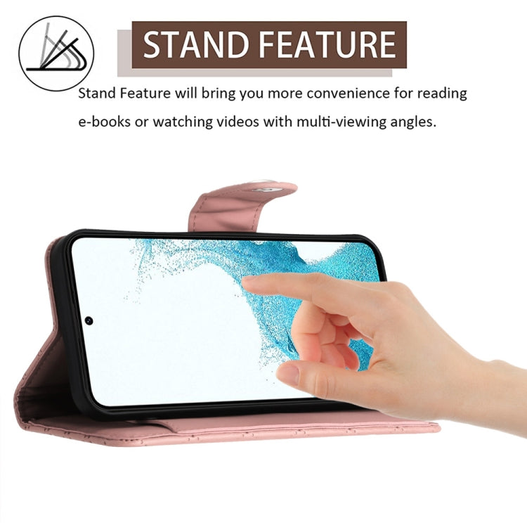 For Samsung Galaxy S23+ 5G Rhombic Texture Flip Leather Phone Case with Long Lanyard(Coral Pink) - HoMEdemic™ 