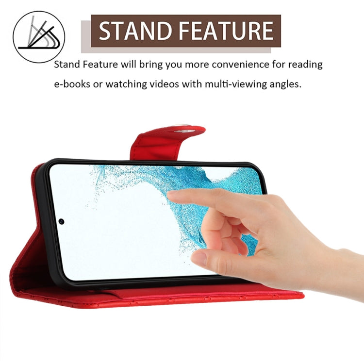 For Samsung Galaxy S23+ 5G Rhombic Texture Flip Leather Phone Case with Long Lanyard(Red) - HoMEdemic™ 