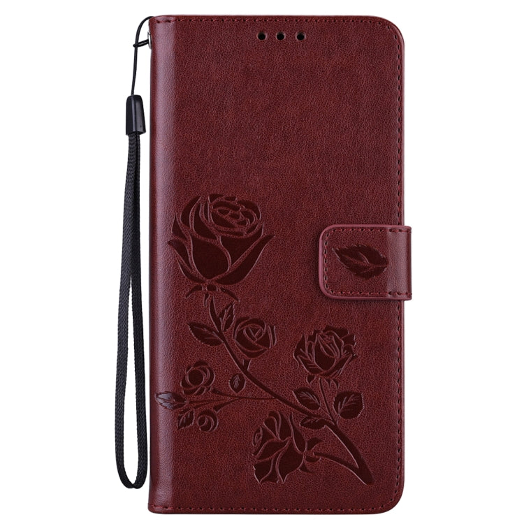 For Samsung Galaxy S23+ 5G Rose Embossed Flip PU Leather Phone Case(Brown) - HoMEdemic™ 