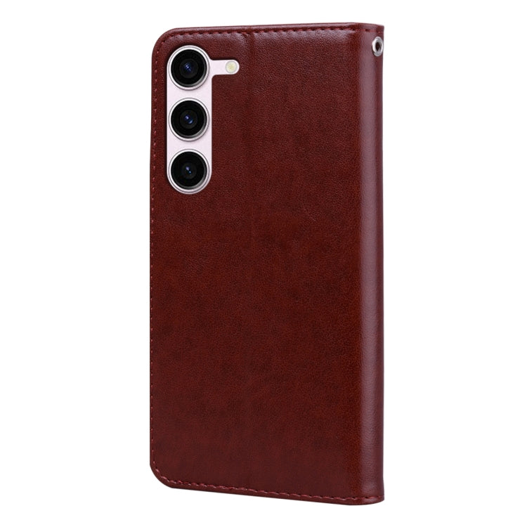 For Samsung Galaxy S23+ 5G Rose Embossed Flip PU Leather Phone Case(Brown) - HoMEdemic™ 