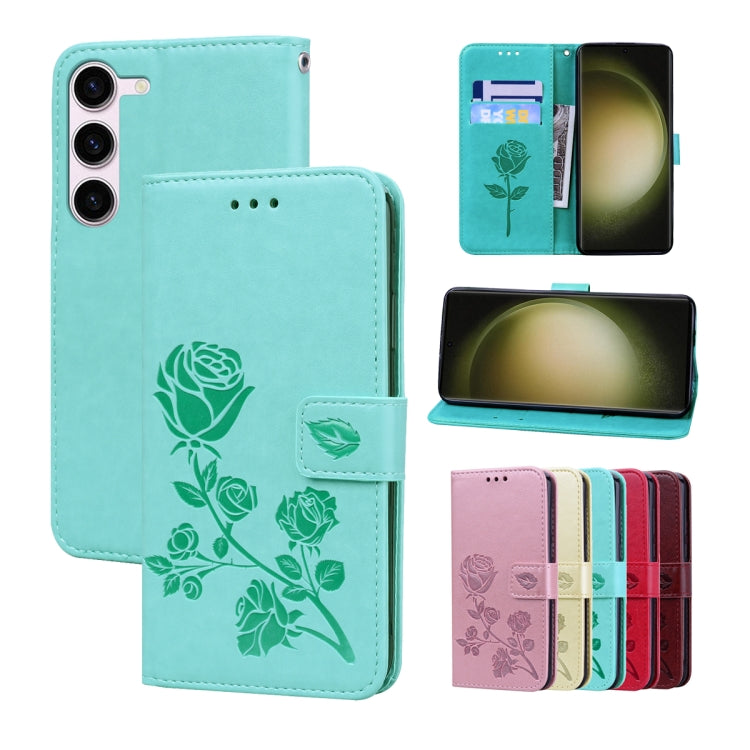 For Samsung Galaxy S23+ 5G Rose Embossed Flip PU Leather Phone Case(Green) - HoMEdemic™ 