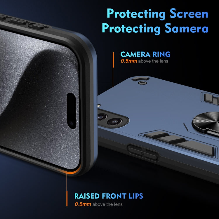 For Samsung Galaxy S23+ 5G Shockproof Metal Ring Holder Phone Case(Blue) - HoMEdemic™ 