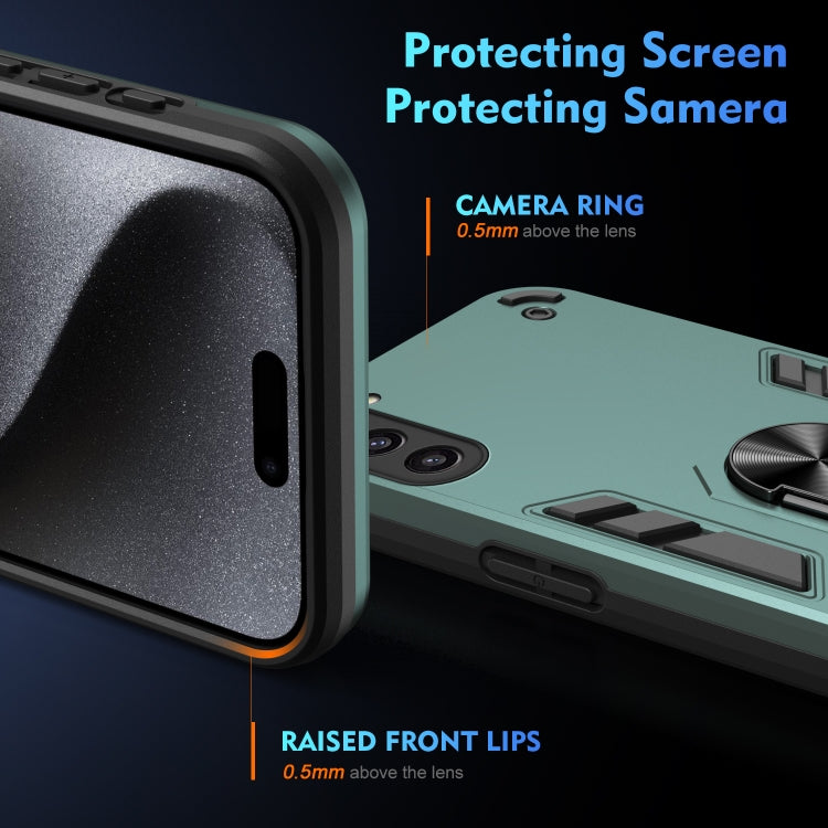 For Samsung Galaxy S23+ 5G Shockproof Metal Ring Holder Phone Case(Green) - HoMEdemic™ 