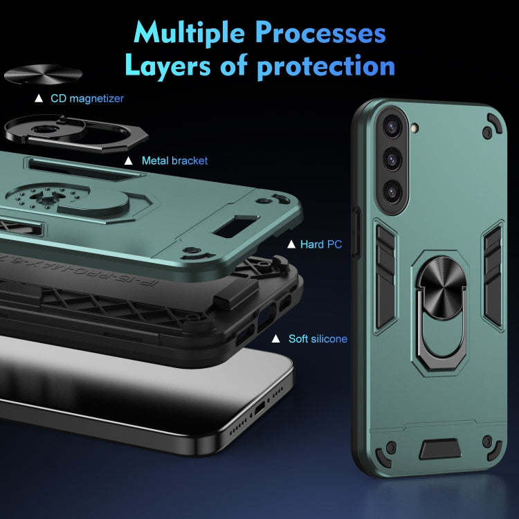 For Samsung Galaxy S23+ 5G Shockproof Metal Ring Holder Phone Case(Green) - HoMEdemic™ 