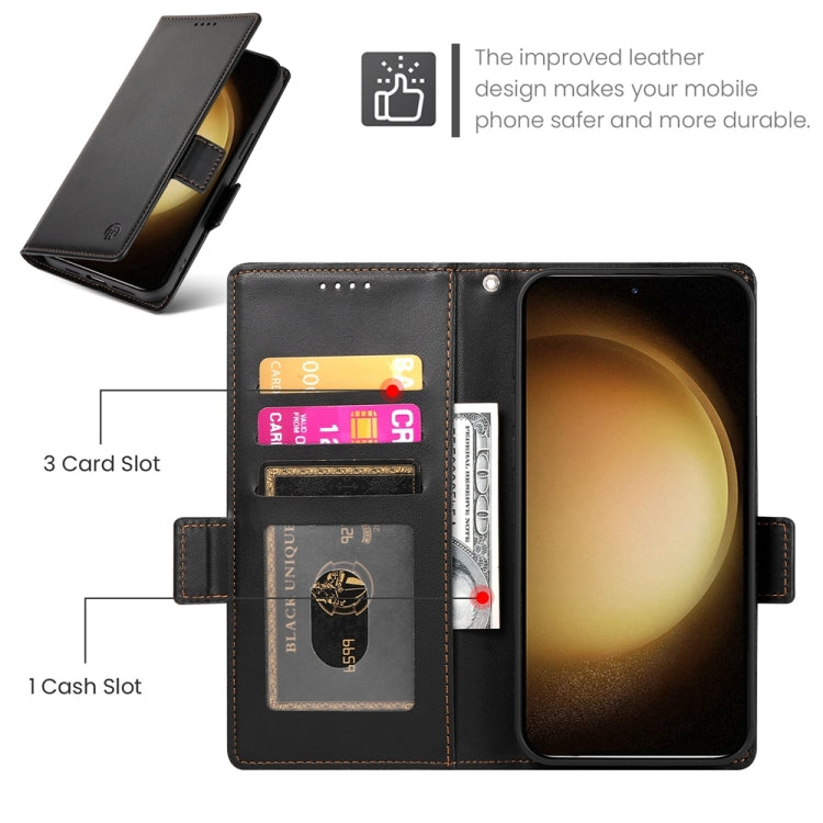 For Samsung Galaxy S23+ 5G Side Buckle Magnetic Frosted Leather Phone Case(Black) - HoMEdemic™ 