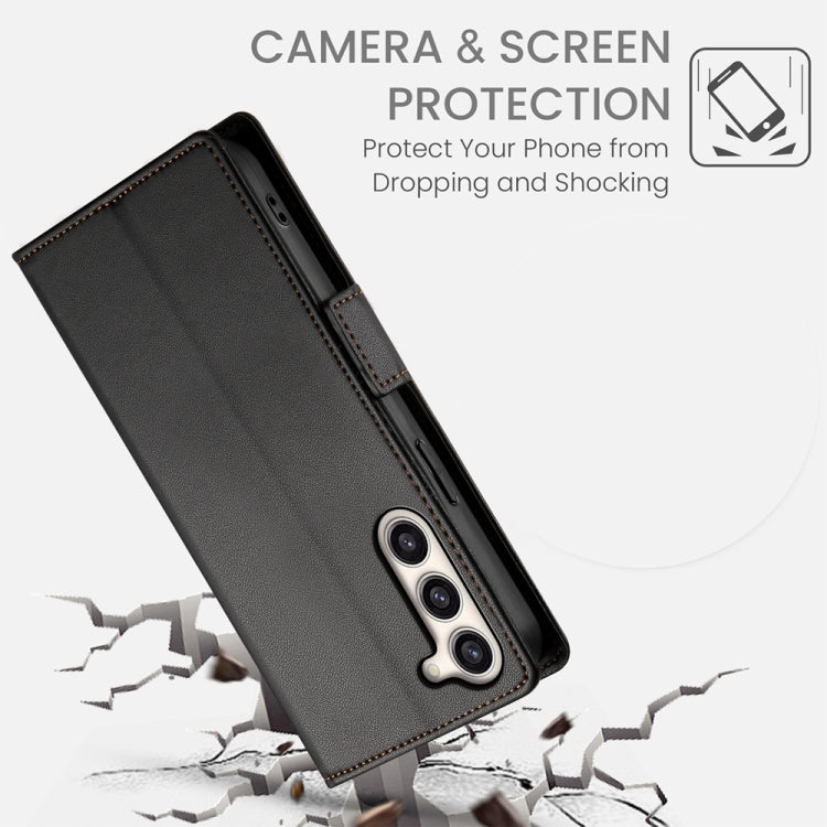 For Samsung Galaxy S23+ 5G Side Buckle Magnetic Frosted Leather Phone Case(Black) - HoMEdemic™ 