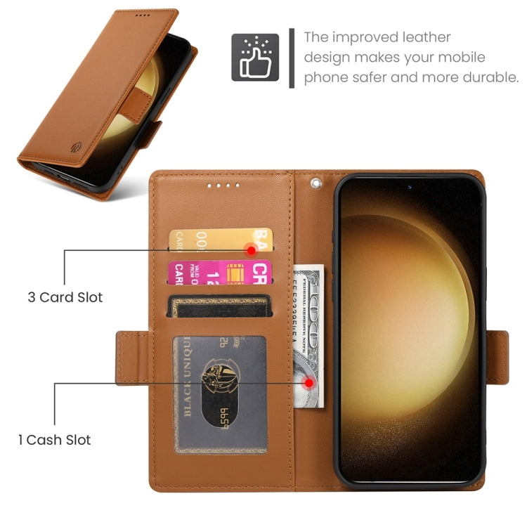 For Samsung Galaxy S23+ 5G Side Buckle Magnetic Frosted Leather Phone Case(Brown) - HoMEdemic™ 
