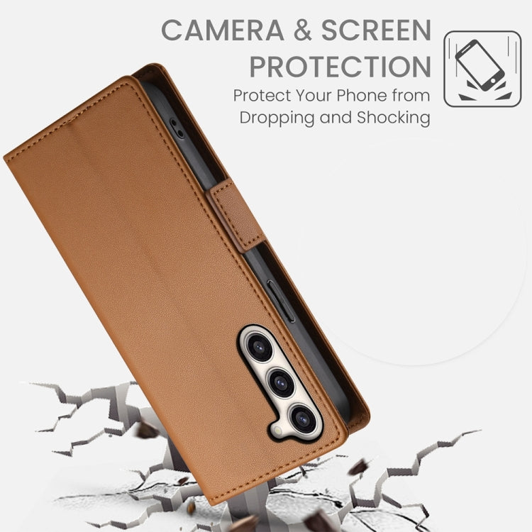 For Samsung Galaxy S23+ 5G Side Buckle Magnetic Frosted Leather Phone Case(Brown) - HoMEdemic™ 