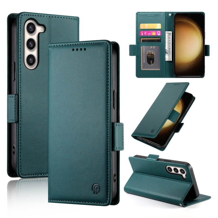 For Samsung Galaxy S23+ 5G Side Buckle Magnetic Frosted Leather Phone Case(Dark Green) - HoMEdemic™ 