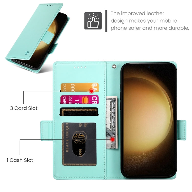 For Samsung Galaxy S23+ 5G Side Buckle Magnetic Frosted Leather Phone Case(Mint Green) - HoMEdemic™ 
