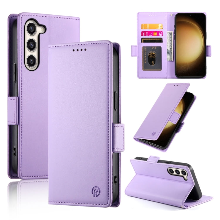 For Samsung Galaxy S23+ 5G Side Buckle Magnetic Frosted Leather Phone Case(Purple) - HoMEdemic™ 