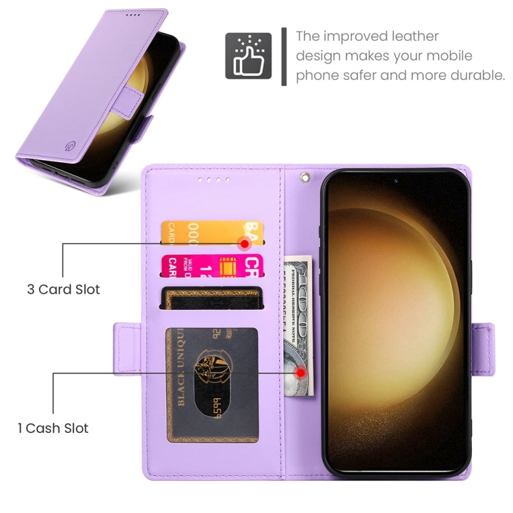For Samsung Galaxy S23+ 5G Side Buckle Magnetic Frosted Leather Phone Case(Purple) - HoMEdemic™ 