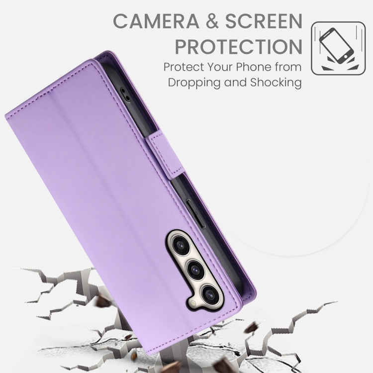 For Samsung Galaxy S23+ 5G Side Buckle Magnetic Frosted Leather Phone Case(Purple) - HoMEdemic™ 