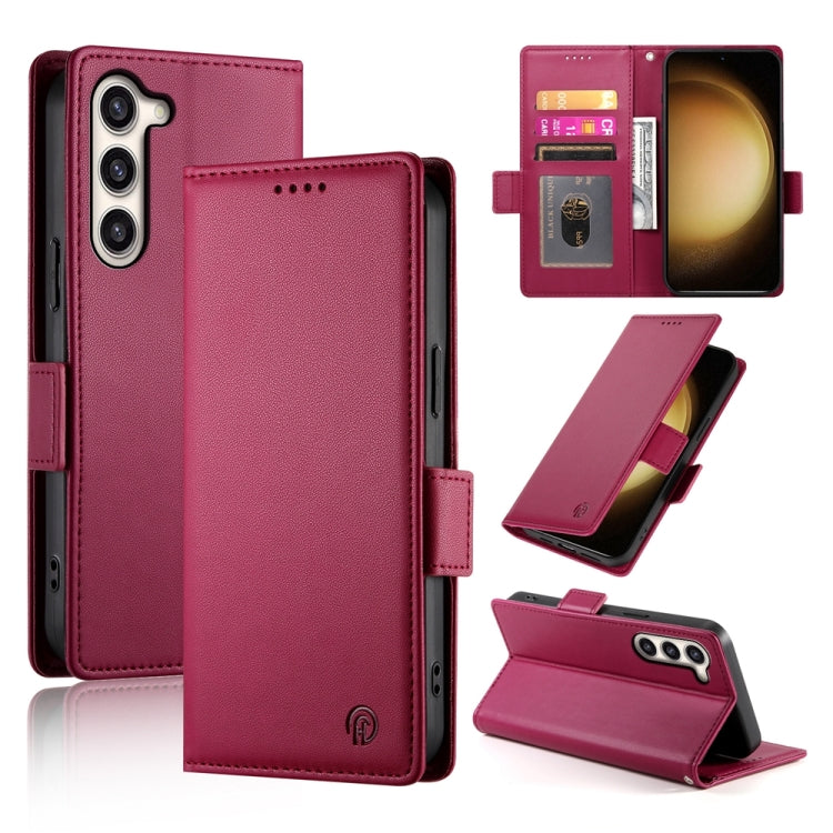 For Samsung Galaxy S23+ 5G Side Buckle Magnetic Frosted Leather Phone Case(Wine Red) - HoMEdemic™ 