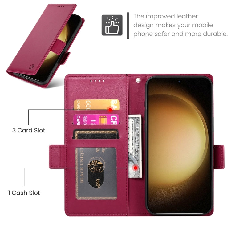 For Samsung Galaxy S23+ 5G Side Buckle Magnetic Frosted Leather Phone Case(Wine Red) - HoMEdemic™ 