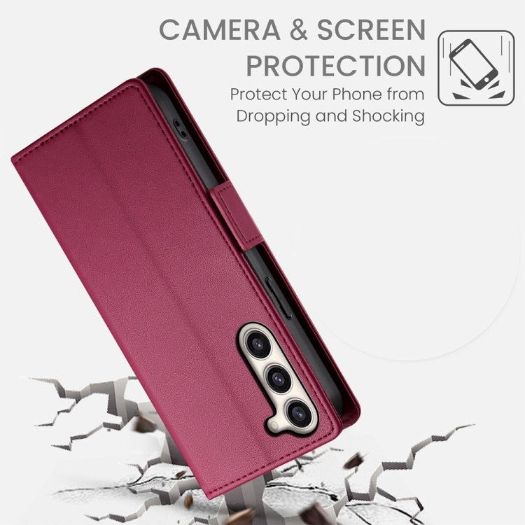For Samsung Galaxy S23+ 5G Side Buckle Magnetic Frosted Leather Phone Case(Wine Red) - HoMEdemic™ 