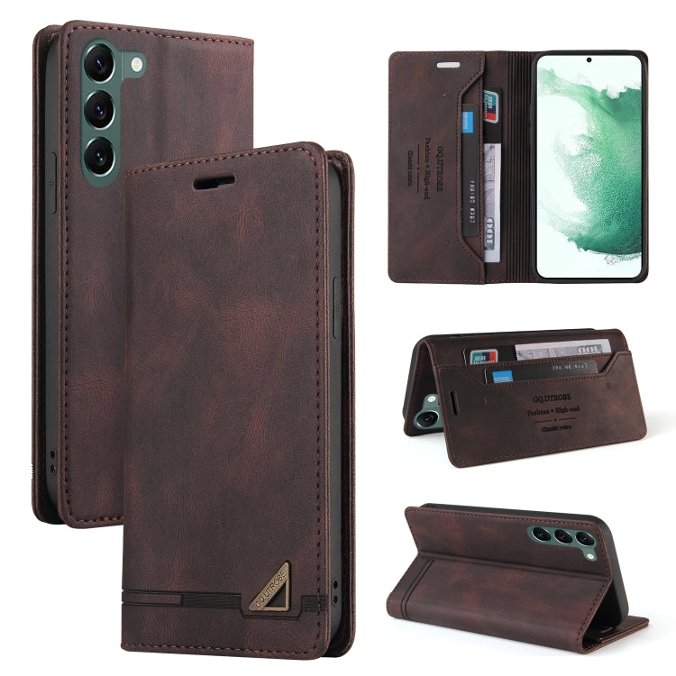 For Samsung Galaxy S23+ 5G Skin Feel Anti-theft Brush Horizontal Flip Leather Case with Holder(Brown) - HoMEdemic™ 
