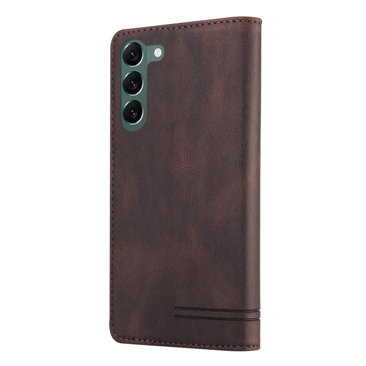For Samsung Galaxy S23+ 5G Skin Feel Anti-theft Brush Horizontal Flip Leather Case with Holder(Brown) - HoMEdemic™ 