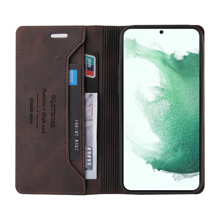 For Samsung Galaxy S23+ 5G Skin Feel Anti-theft Brush Horizontal Flip Leather Case with Holder(Brown) - HoMEdemic™ 