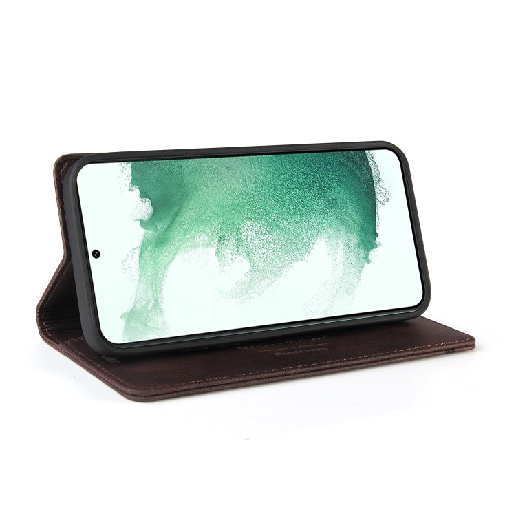 For Samsung Galaxy S23+ 5G Skin Feel Anti-theft Brush Horizontal Flip Leather Case with Holder(Brown) - HoMEdemic™ 
