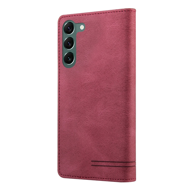 For Samsung Galaxy S23+ 5G Skin Feel Anti-theft Brush Horizontal Flip Leather Case with Holder(Wine Red) - HoMEdemic™ 