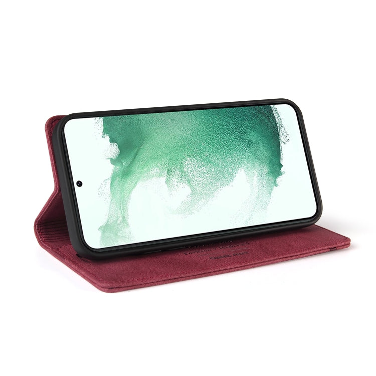 For Samsung Galaxy S23+ 5G Skin Feel Anti-theft Brush Horizontal Flip Leather Case with Holder(Wine Red) - HoMEdemic™ 