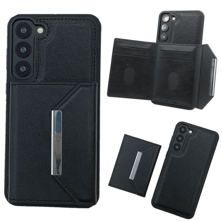 For Samsung Galaxy S23+ 5G Solid Color Metal Buckle Card Slots Bag Phone Case(Black) - HoMEdemic™ 