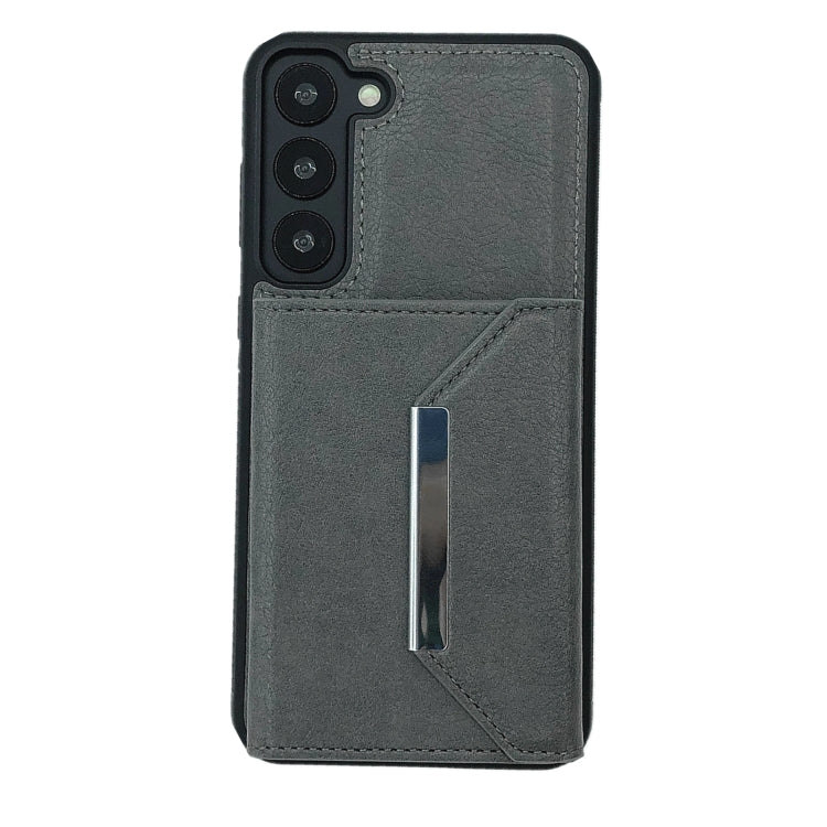 For Samsung Galaxy S23+ 5G Solid Color Metal Buckle Card Slots Bag Phone Case(Grey) - HoMEdemic™ 