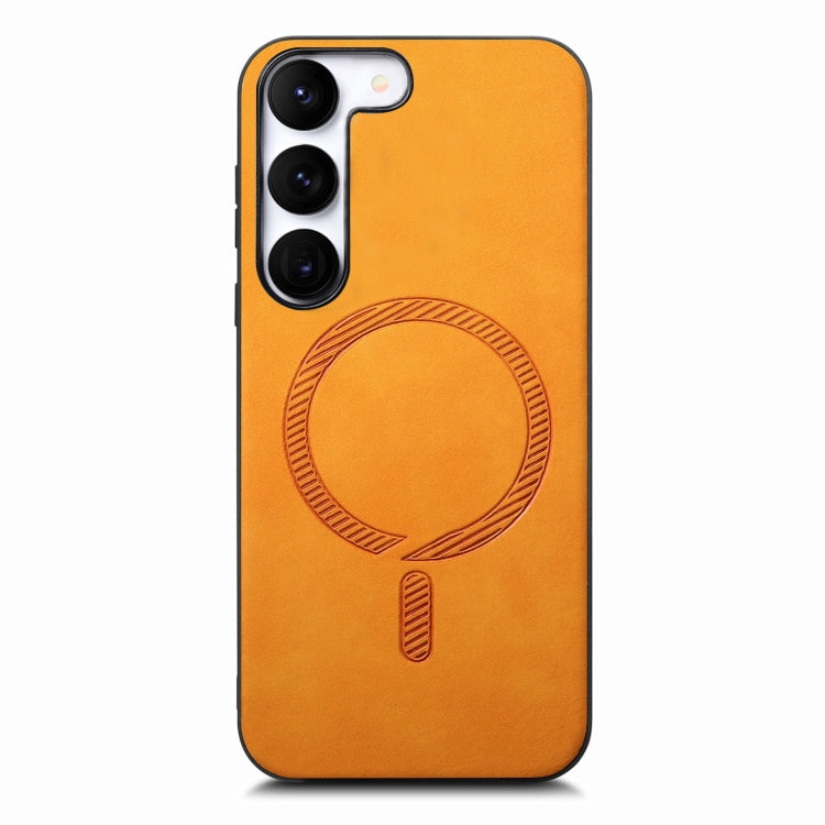 For Samsung Galaxy S23+ 5G Solid Color Retro Magsafe PU Back Cover Phone Case(Yellow) - HoMEdemic™ 
