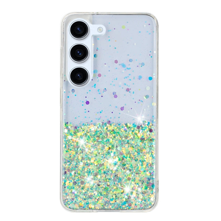 For Samsung Galaxy S23+ 5G Transparent Frame Noctilucent Glitter Powder TPU Phone Case(Green) - HoMEdemic™ 