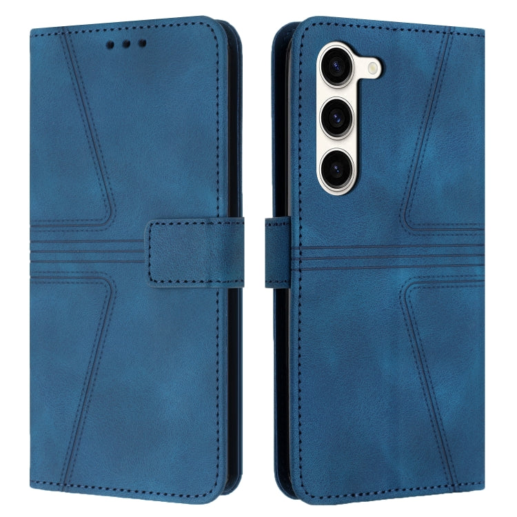 For Samsung Galaxy S23+ 5G Triangle Solid Color Leather Phone Case(Blue) - HoMEdemic™ 