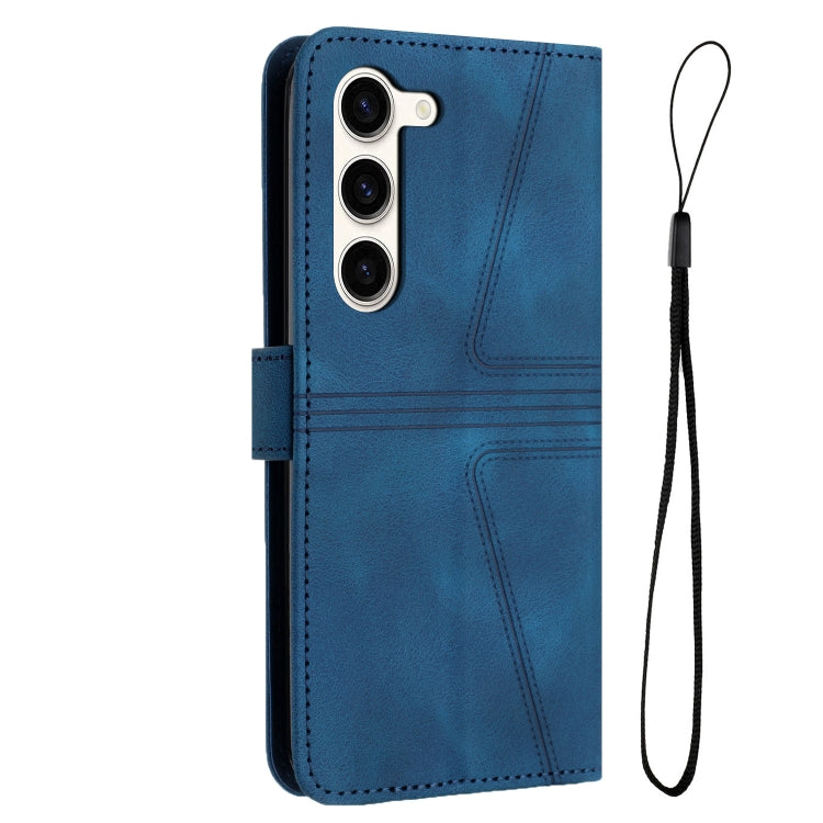 For Samsung Galaxy S23+ 5G Triangle Solid Color Leather Phone Case(Blue) - HoMEdemic™ 