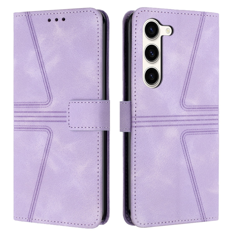 For Samsung Galaxy S23+ 5G Triangle Solid Color Leather Phone Case(Purple) - HoMEdemic™ 