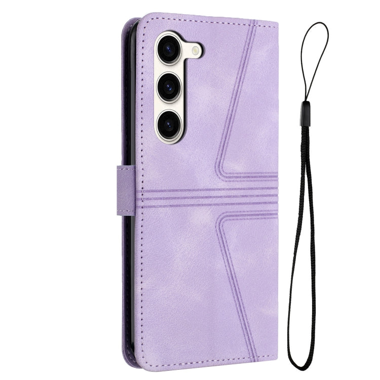 For Samsung Galaxy S23+ 5G Triangle Solid Color Leather Phone Case(Purple) - HoMEdemic™ 