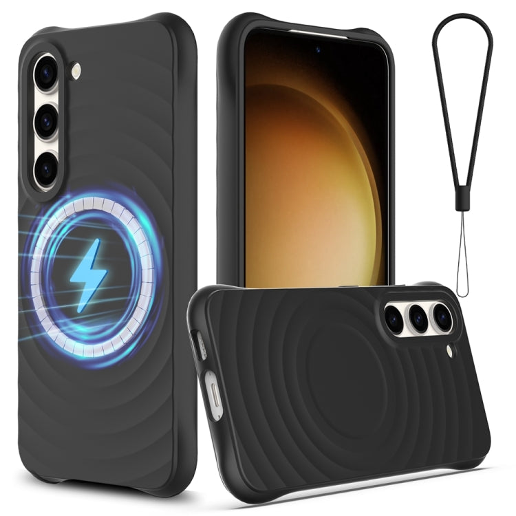 For Samsung Galaxy S23+ 5G Wave Texture MagSafe Magnetic Liquid Silicone Phone Case(Black) - HoMEdemic™ 