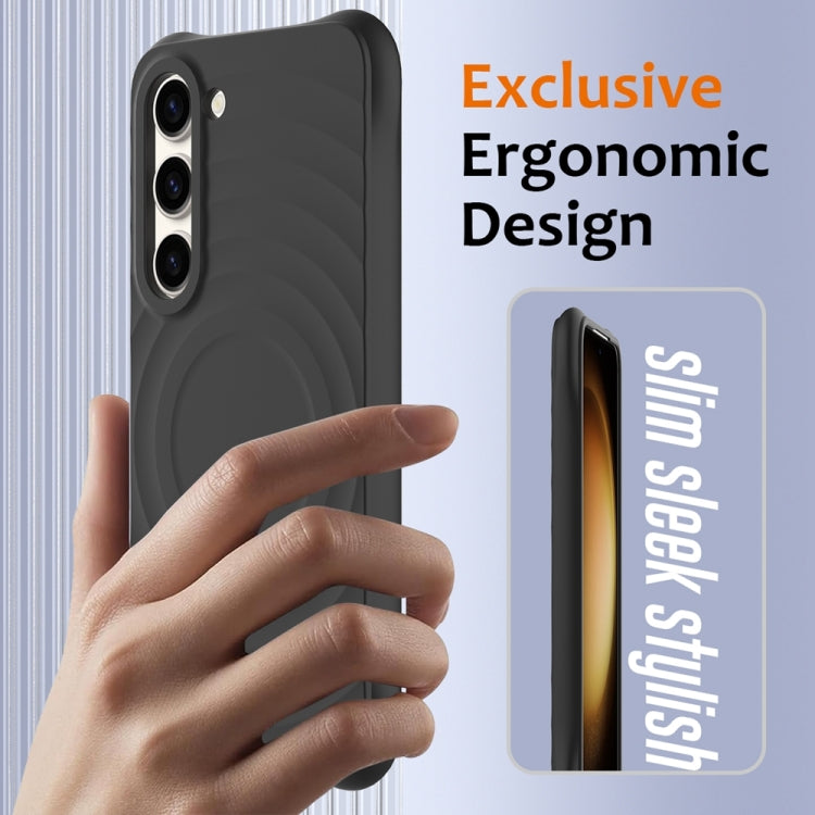 For Samsung Galaxy S23+ 5G Wave Texture MagSafe Magnetic Liquid Silicone Phone Case(Black) - HoMEdemic™ 