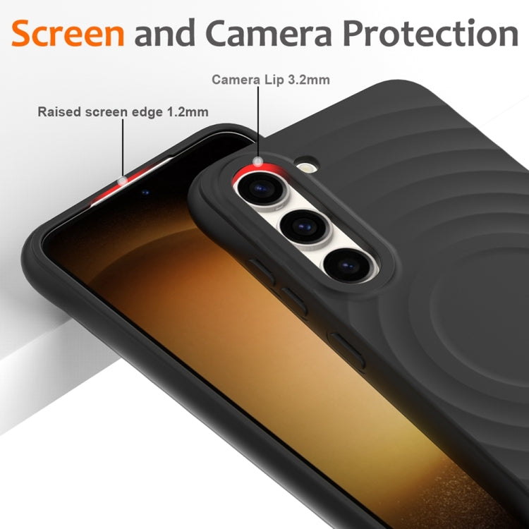 For Samsung Galaxy S23+ 5G Wave Texture MagSafe Magnetic Liquid Silicone Phone Case(Black) - HoMEdemic™ 